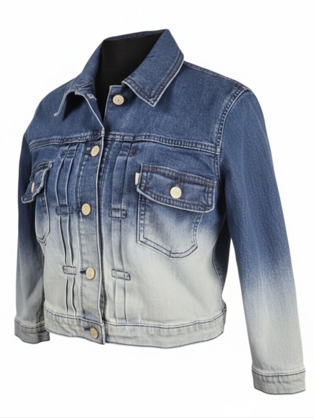 LEVI STRAUSS | Y2K 90s Ombre Coastal Cowgirl Two-Tone Blue Jean Denim Jacket | M
